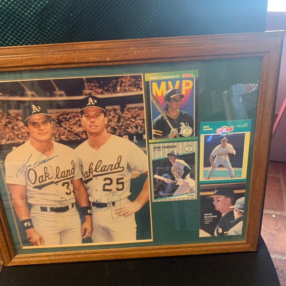 Oakland A's Jose Conseco & Mark McGwire 8 x 10 Signed Photo W Cards WITHOUT COA